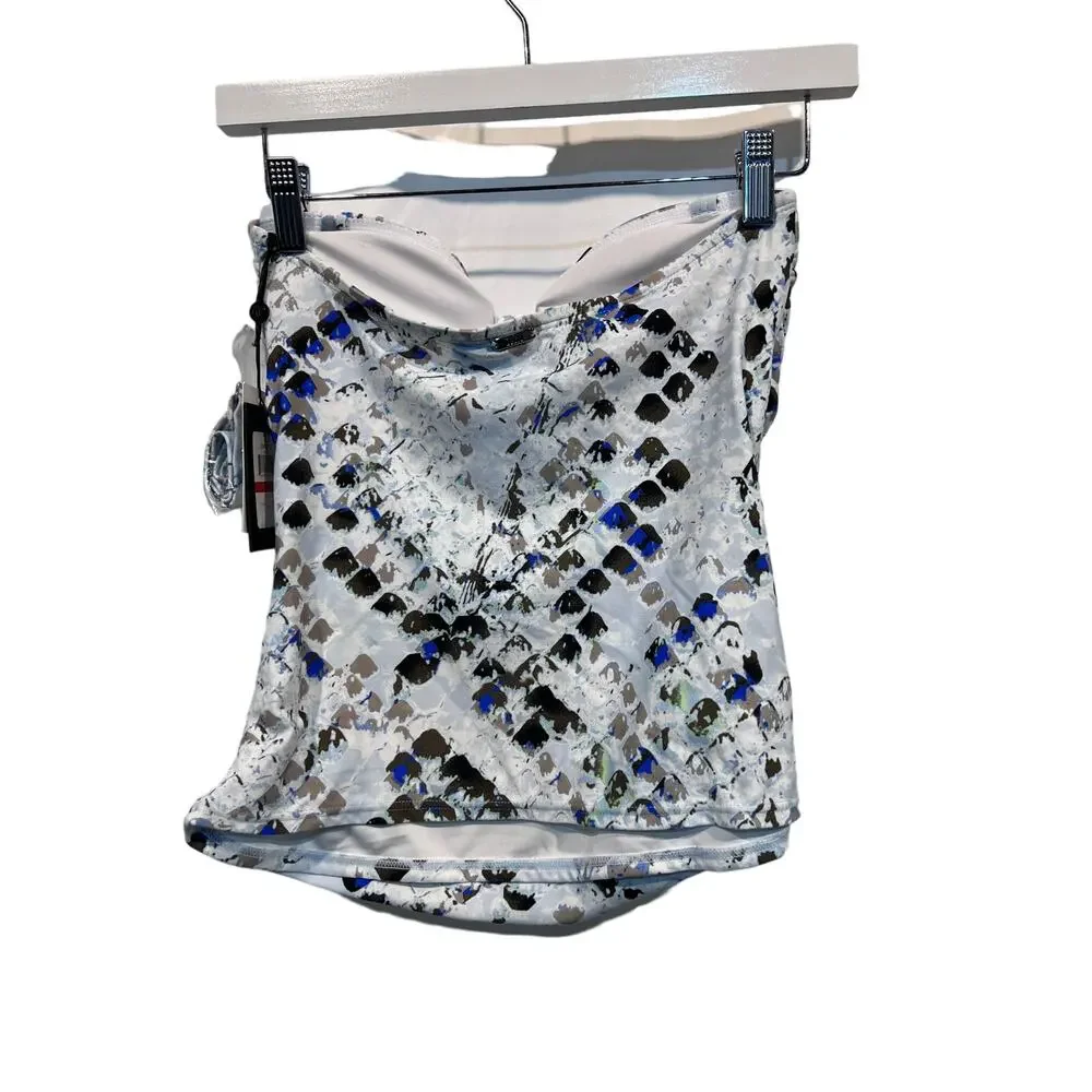 DKNY WOMENS SZ XS TANKINI TOP PRINTED BANDEAU BOW JUMBO MULTI SNAKE SPLASH MULTI - Picture 5 of 10